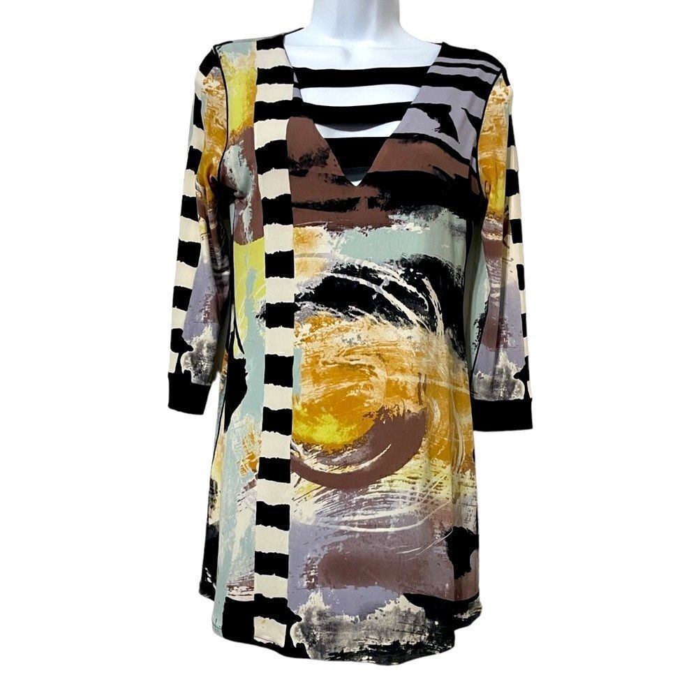 Eva Varro Art To Wear Abstract Strappy Lined Tunic Size Small